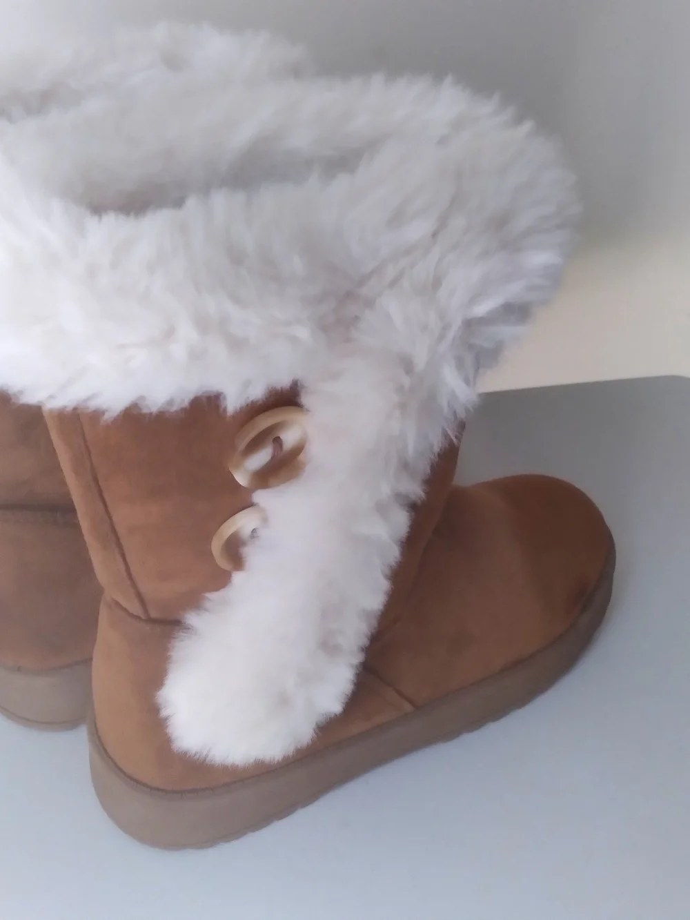 SO Girls Fuzzy Faux Gur-Lined Suede Winter Boots - Chestnut